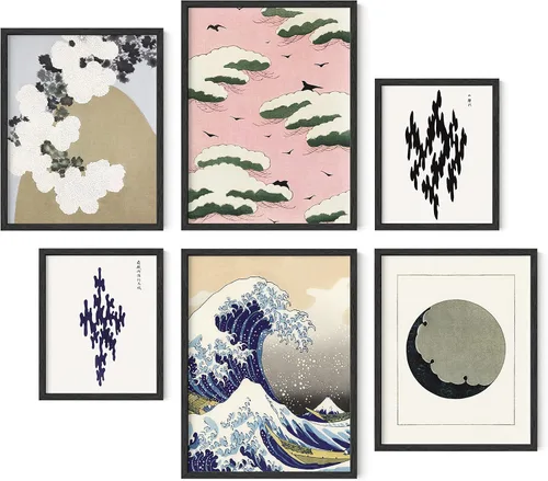 Miniatura 19 de HAUS AND HUES Arte japonés para pared, decoración enmarcada, pinturas asiáticas verdes y azules para pared, impresiones contemporáneas, póster