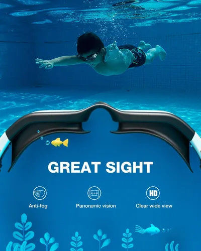 Miniatura 5 de ZIONOR Gafas de Natación para Niños, G1MINI SE Gafas de Natación Antivaho para Niño Niña 6-14 C1 (lente dorada - negroblanco)
