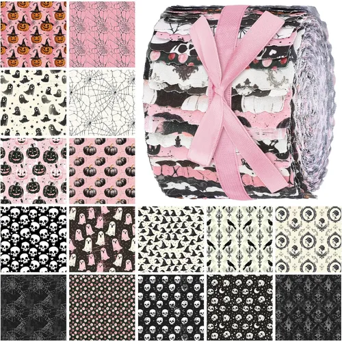 Miniatura 27 de Ganeen 100 piezas de rollo de tela para acolchado floral rosa y morado, cuadrados de tela de 2.56 pulgadas, tiras de tela de jalea precortadas