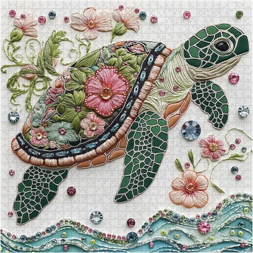 Miniatura 8 de Rompecabezas de tortuga marina para adultos, 1000 piezas, rompecabezas de animales lindos de la naturaleza, rompecabezas de plantas y flores, arte