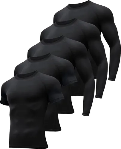 HOPLYNN Paquete de 45 camisetas de compresión de entrenamiento para hombre, manga largacorta, camiseta atlética para deportes