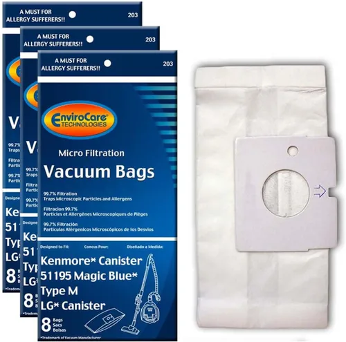 EnviroCare Bolsas de polvo para aspiradora de microfiltración de repuesto hechas para adaptarse a Kenmore 51195 Magic Blue Canisters Tipo M 24 bolsas