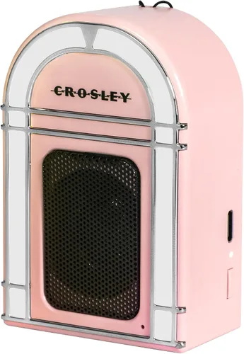 Miniatura 13 de Crosley CR3046A-PI Mini Jukebox Altavoz Bluetooth portátil con luces LED y micrófono, rosa Rosado