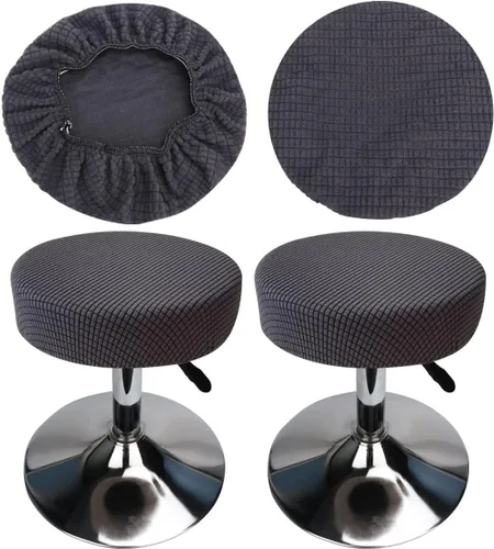 Miniatura 19 de Funda de taburete redonda de 12 a 16 pulgadas, fundas de asiento redondas para taburetes de bar, tela de lujo elástica, lavable de jacquard a prueba