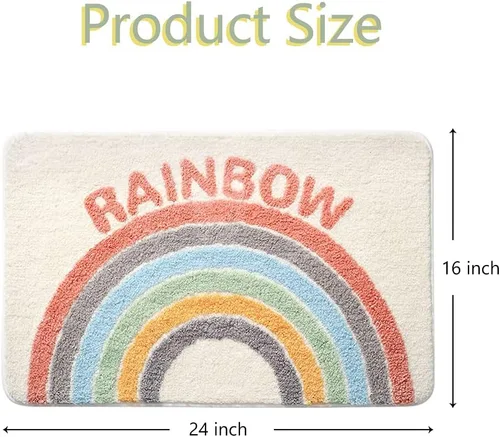Miniatura 2 de Tapete de baño con diseño de arcoíris, absorbente de agua, antideslizante, de microfibra suave, para bañera, fregadero, ducha y baño, bonito tapete