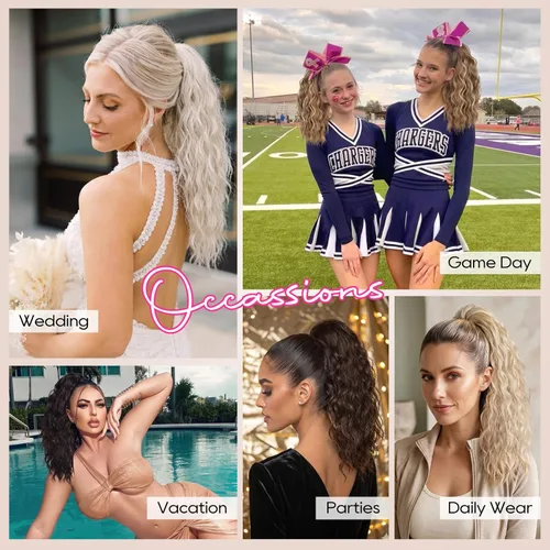 Miniatura 6 de REECHO Extensión de cola de caballo, extensión de cola de caballo de 18 pulgadas con clip de garra para mujer, extensiones de cabello largo, rizado