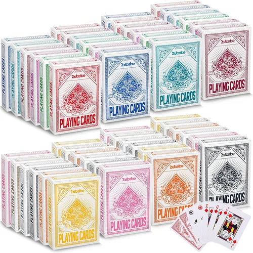 Miniatura 8 de Zubebe Juego de 12 cartas de juego con 12 colores de baraja de cartas a granel índice jumbo en tamaño de póquer barajas de póquer estándar