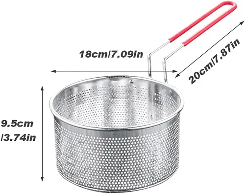 Miniatura 2 de Cesta de acero inoxidable para freír profunda con mango largo, cesta de filtro de alimentos fritos, colador de pasta para restaurante casero