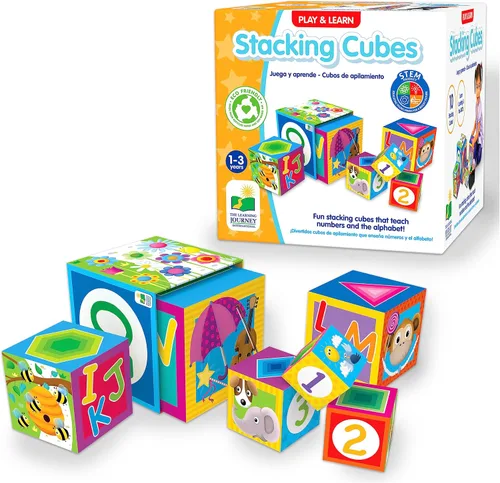 Learning Journey International LLC Play & Learn - Cubos apilables - Juguetes STEM y regalos para niños y niñas a partir de 12 meses - Juguete de