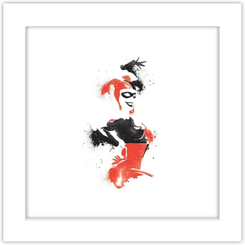 Trends International Gallery Pops DC Comics Harley Quinn - Arte de pared clásico de Harley, versión enmarcada blanca, 12 x 12 pulgadas Versión