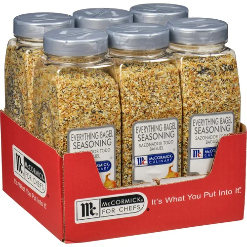 McCormick Culinary Condimento Everything Bagel, 21 oz (Paquete de 6) - Seis Recipientes de 21 Onzas de Mezcla de Condimento Everything Bagel de
