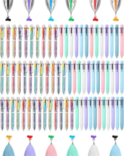 Sherr 60 bolígrafos multicolores 6 en 1, 0.020 in, 6 colores, retráctiles, bolígrafos de tinta colorida, regalo de Navidad para oficina, colegas,