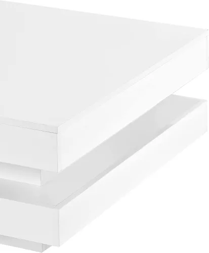 Miniatura 7 de Harper & Bright Designs Mesa auxiliar de alto brillo con luces LED de 16 colores, mesa de centro cuadrada de 2 niveles, mesa auxiliar de cóctel