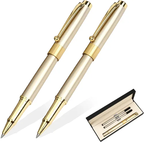 Miniatura 14 de YIVONKA - Bolígrafo de bola recarga negra, lujoso bolígrafo de línea de 0.5mm, el mejor set de regalo de bolígrafo para hombres y mujeres Dorado