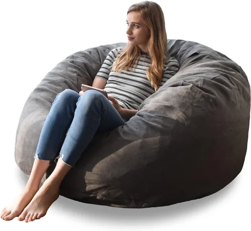 Miniatura 6 de YuppieLife Funda para puf de piel esponjosa para adultos (solo funda, sin relleno), lavable a máquina, 4 pies, tamaño grande, lujoso/repuesto
