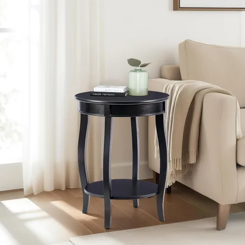 Miniatura 20 de Powell Mesa redonda para muebles con estante, color negro
