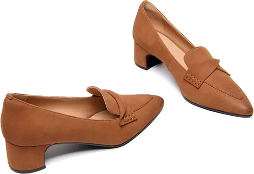 Miniatura 5 de FEMSTEP Mocasines de tacón bajo para mujer, con puntera puntiaguda, de piel mate, de 1.5 pulgadas