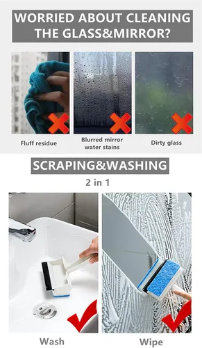 Miniatura 3 de Xicennego Cepillo multifuncional de limpieza de esponja de vidrio de doble cara, cepillo de limpieza de azulejos de vidrio, escobilla de baño