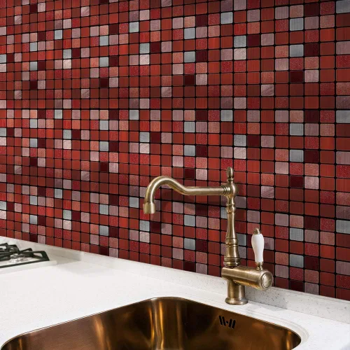 Miniatura 10 de Alwayspon 25 calcomanías autoadhesivas para azulejos de pared, a prueba de agua, para cocina, baño, 6 x 6 pulgadas Piedra beige