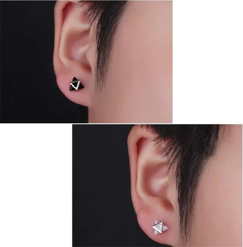 Miniatura 2 de Pendientes minimalistas de plata de ley 925 con forma de triángulo y circonita cúbica brillante, hipoalergénicos