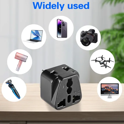 Miniatura 4 de Paquete de 2 adaptadores de enchufe de viaje de EE. UU., UE/Reino Unido/AU/in/CN/JP/Asia/Italia/Brasil a Estados Unidos (tipo B), enchufe de pared