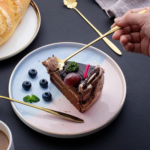 Miniatura 6 de Juego de 4 cucharaditas de café de 7 pulgadas, cucharas de café para bebidas, para postre, café, helado, té (dorado)