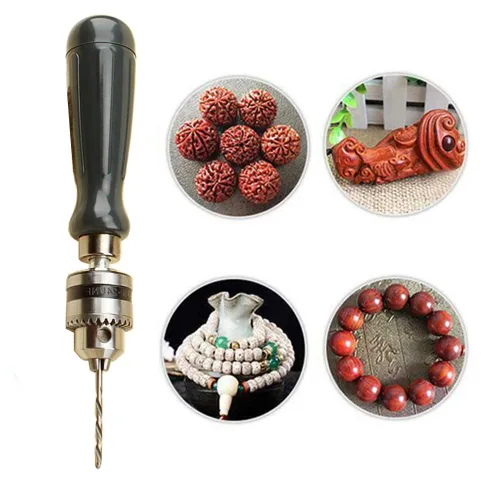 Miniatura 5 de Juego de brocas manuales 7 en 1 con llave de portabrocas y 5 brocas giratorias para madera, joyas, trabajo manual delicado, montaje electrónico