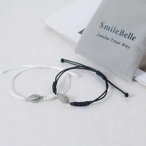 Miniatura 7 de SmileBelle 2 pulseras trenzadas deportivas para niño y niña, para fútbol, béisbol, voleibol, baloncesto, fútbol, béisbol, regalo