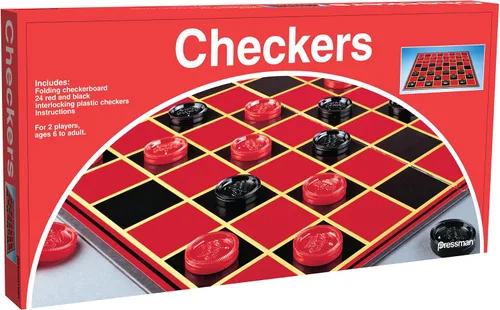 Miniatura 3 de Pressman Checkers - Juego clásico con tablero plegable y fichas entrelazadas, para 2 jugadores