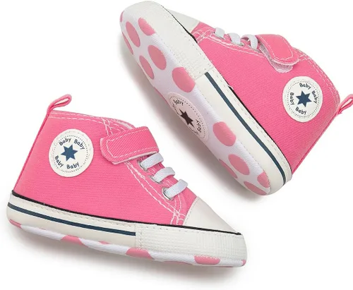 Miniatura 104 de KIDSUN zapatos deportivos altos hasta el tobillo para bebés, niños y niñas con suela antideslizante, suaves, para recién nacidos, zapatos