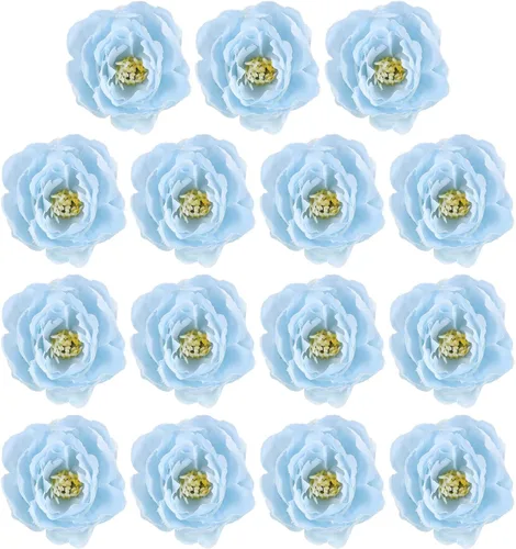 PATIKIL Cabeza de flores artificiales, 15 cabezas de flores falsas, cabezas de peonía de seda a granel, flores de simulación para ramos de flores,