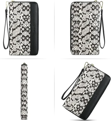 Miniatura 5 de BOSTANTEN - Carteras de cuero para mujer, bloqueo de identificación por radio frecuencia (RFID), cierre de cremallera alrededor, tarjetero, cartera