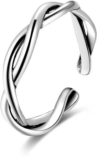 Miniatura 34 de CANDYFANCY Anillo de nudo celta de plata de ley 925 abierto para el dedo medio nudillo para mujer, tamaño ajustable 4-7