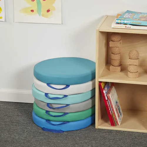 Miniatura 6 de Factory Direct Partners SoftScape - Cojines de piso redondos de 15 pulgadas con asas para salón de clases; asientos flexibles para guardería