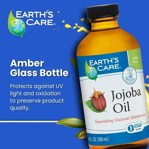 Miniatura 2 de Earth's Care Aceite de jojoba 100% puro para cabello, piel y uñas, prensado en frío, hidratante natural nutritivo, 8 onzas líquidas