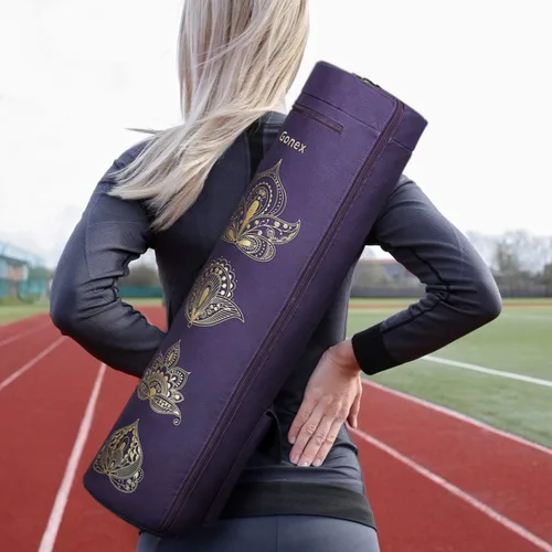 Miniatura 7 de Gonex Bolsa para esterilla de yoga, soporte para esterilla de yoga con cremallera completa, bolsa de transporte para mujeres y hombres con 2 Púrpura
