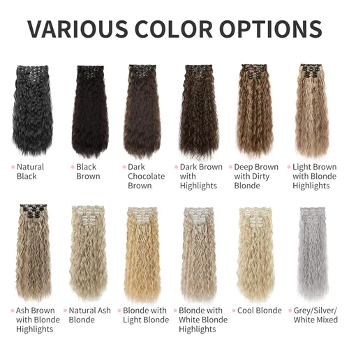 Miniatura 7 de Flufymooz - Extensiones de cabello con clip, 6 unidades, extensiones de cabello largas con ondas de sirena, sintético, postizo para mujer, 24 Marrón