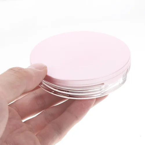 Miniatura 6 de Beaupretty Estuche compacto de 2 piezas con soplo reutilizable contenedor de polvo suelto con espejo de plástico DIY estuche de polvo de maquillaje
