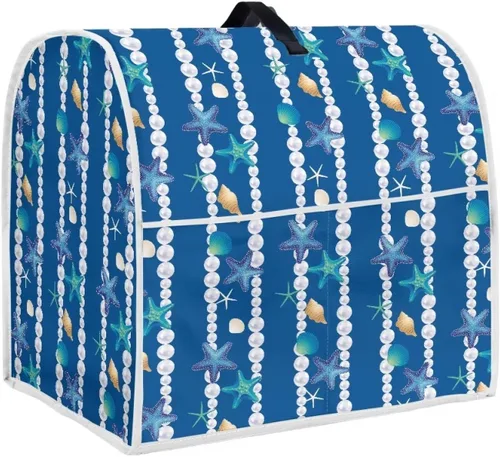 Miniatura 10 de Piezas de mezclador floral, funda para batidora de cocina con patrón de margaritas azules con mango superior portátil, lavable a máquina, accesorios