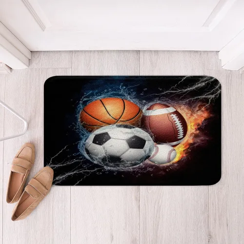 Miniatura 4 de Erosebridal Alfombras deportivas de baño para niños de 16 x 24 pulgadas, tapete de baño de béisbol y fútbol, para niños, adolescentes, baloncesto