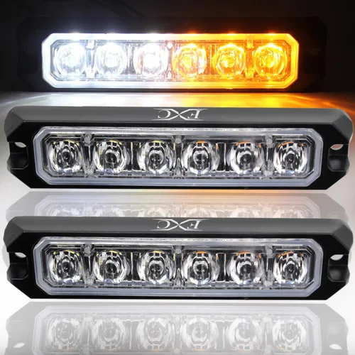 Miniatura 12 de Purishion - Luz estroboscópica con 6 luces LED color ámbar, impermeable, para barra de precaución, 10 patrones intermitentes, apto para automóvil