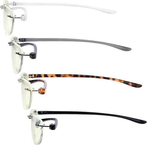 Miniatura 5 de Eyekepper Paquete de 4 lentes de lectura sin montura con bloqueo de luz azul, para mujeres y hombres, lectores de media luna, Paquete de 4