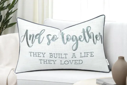 Miniatura 6 de Funda de Cojín Decorativo Romántico para Pareja, Sentimiento de Amor Bordado, Refranes Decorativos, Acento Lumbar - Decoración de Frases Acogedoras