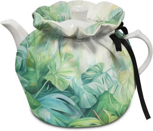 Miniatura 8 de DISNIMO Funda de tetera aislada a prueba de polvo con diseño floral de colibrí, para mantener el calor, accesorios decorativos, colcha