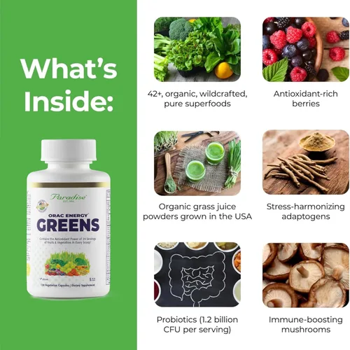 Miniatura 3 de Paradise Herbs, ORAC Energy, cápsulas de superalimentos, incluye más de 42 ingredientes orgánicos y de recolección silvestre, probióticos y enzimas