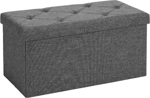 NEWBULIG Banco Otomán de Almacenamiento Plegable de 30 Pulgadas con Asiento Acolchado para Dormitorio, Taburetes Reposapiés Pequeños al Final de la