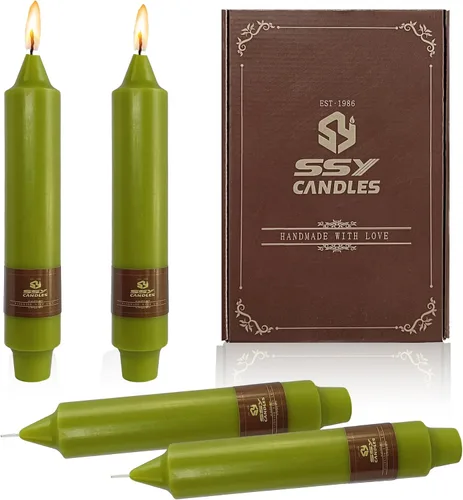 Miniatura 7 de Velas cónicas cortas de 5 pulgadas, velas sin aroma hechas a mano, juego de 4 con tiempo de combustión largo, velas retorcidas para boda, hogar