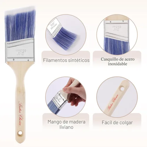Miniatura 5 de Bates - Juego de bandejas de pintura, rodillos de pintura, pinceles de pintura para pared, bandeja, cepillo de rodillo, 11 piezas de suministros