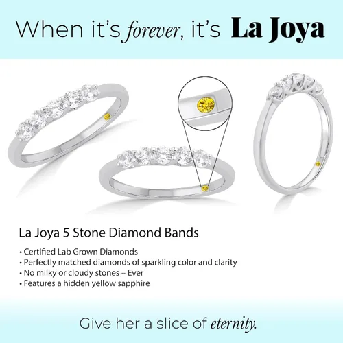 Miniatura 3 de Lab Grown Five Stone Diamond Rings for Women 10K Solid Yellow and White Gold Certified 14-1 CT. TW. Diamond Anniversary Bands and Wedding Rings