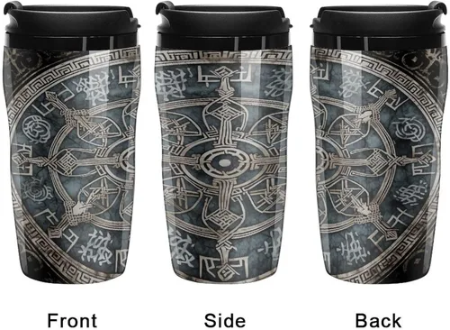 Miniatura 4 de Helm of Awe Coffee Cup Hot Coffee Travel Mug Reusable Iced Coffee Cups Double Heat Insulation Coffee Mug with Leak-Proof Lid Stylish Travel Cup for